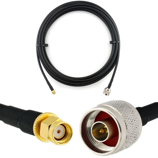 Câble d'extension antenne WiFi RANGEFUL RP-SMA Mascul à N Mascul de 10 m - HF240 (équivalent LMR240) étanche - pour routeur WiFi, caméra IP, carte Mini PCIe