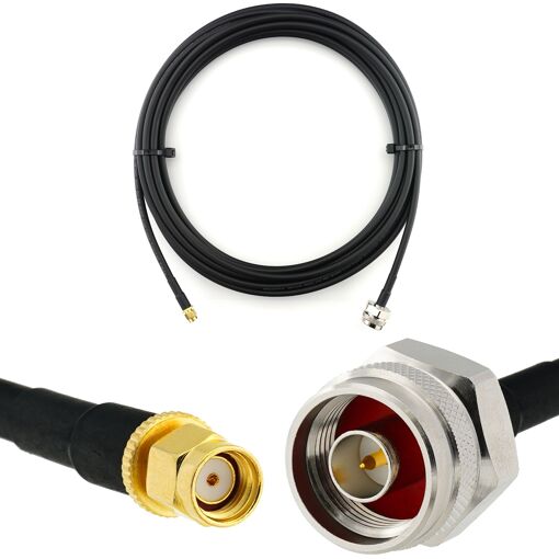 Câble d'extension d'antenne WiFi RP-SMA Mâle vers N Masculin Hex 10m - Étanche, HF240 (équivalent LMR240) pour routeur, caméra, carte réseau sans fil, mini PCIe