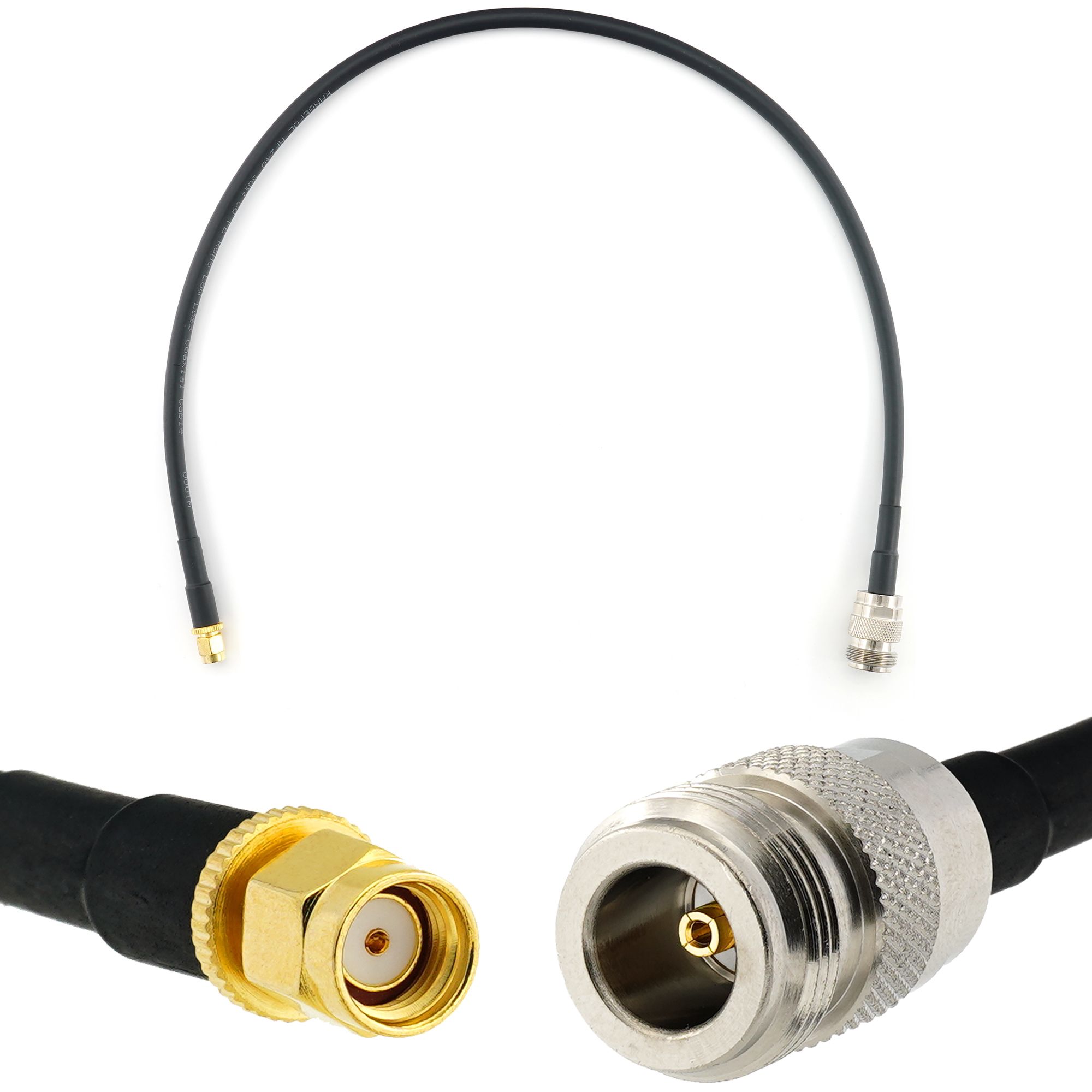 Câble coaxial RP-SMA Mascul à N Féminin de 50 cm d'Extension WiFi - HF240 (équivalent LMR240) Étanche - pour Routeur, Caméra IP, Carte Réseau Sans Fil, Mini PCIE