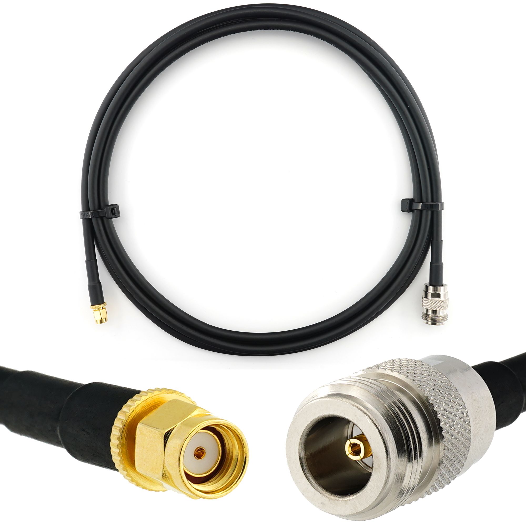 Cable de extensión de antena WiFi RP-SMA Masculino a N Femenino de 1 m - Impermeable HF240 (equivalente a LMR240)