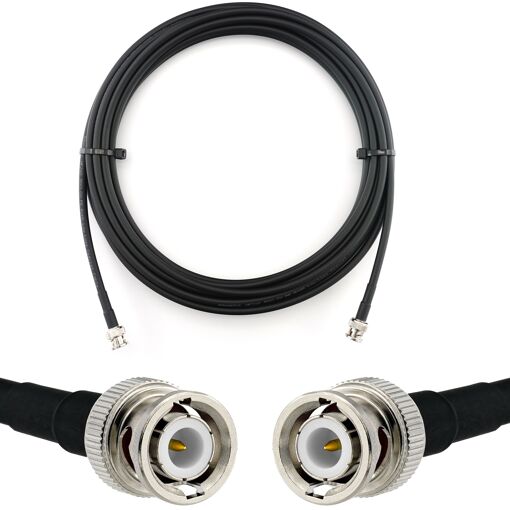 Câble coaxial BNC mâle vers BNC mâle de 5 m - HF240 (équivalent LMR240) étanche, rallonge pour antenne radio amateur sans fil, radio CB, radio WiFi et GPS