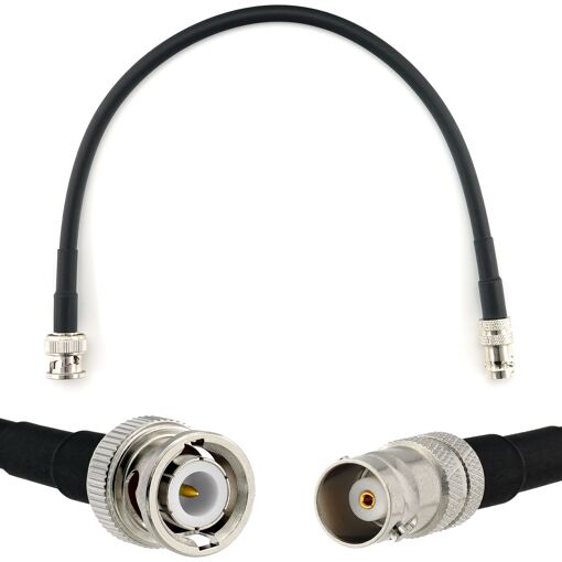 Câble coaxial BNC mâle à femelle de 30 cm - HF240 (équivalent LMR240) étanche pour antennes, radio CB, WiFi, etc.