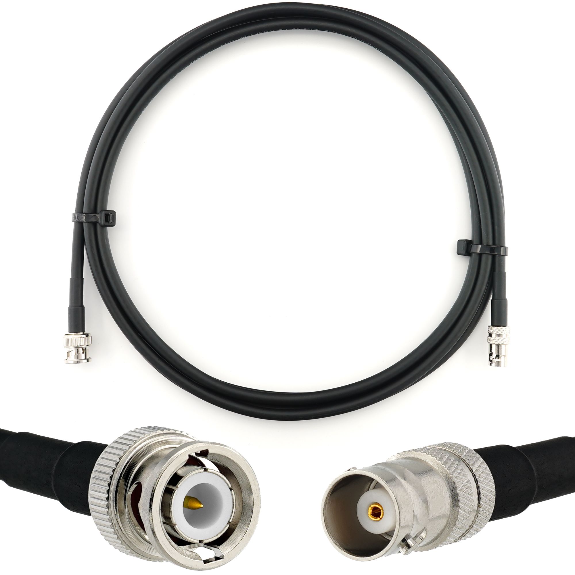 Cable coaxial BNC macho a hembra de 1 metro - HF240 (equivalente LMR 240) resistente al agua - Prorroga para antenas, radio CB, WiFi y mas