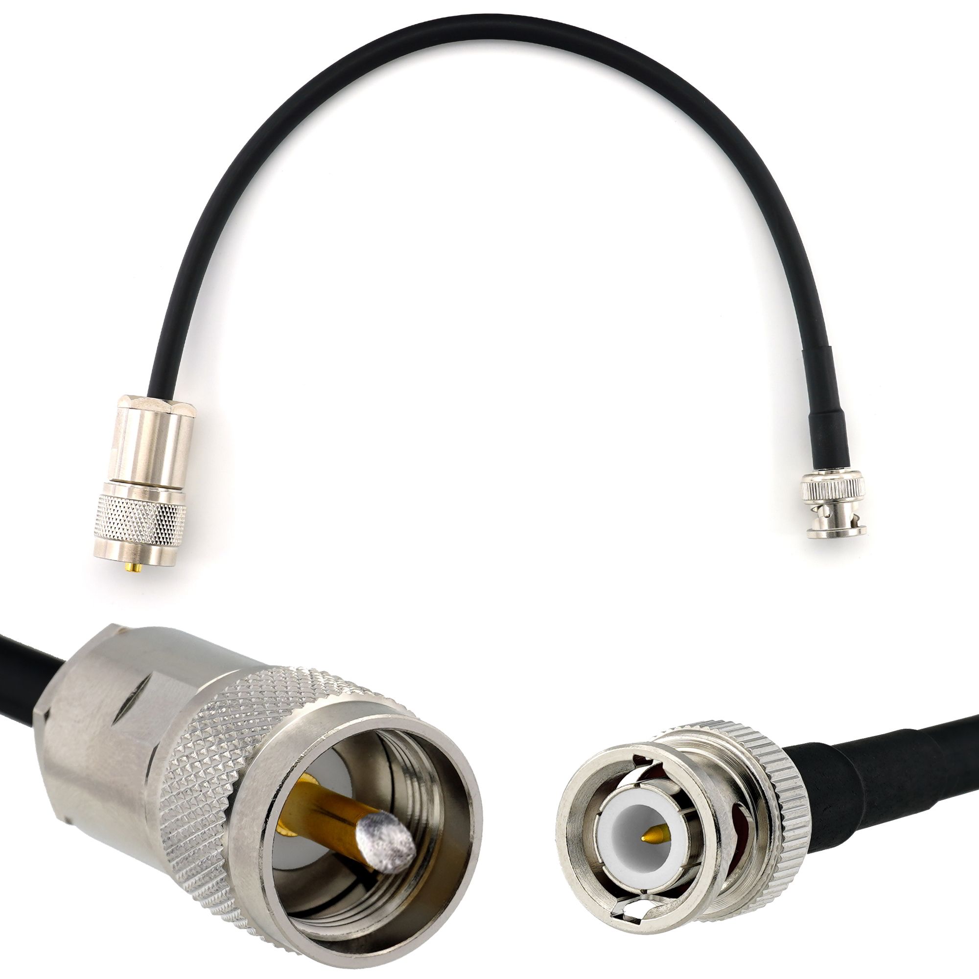 BNC Male to PL259 30cm Coaxial Cable - HF240 (LMR 240 Equivalent) Waterproof Extension for Antenna CB Radio Amateur Wireless Radio WIFI Adapter UHF VHF