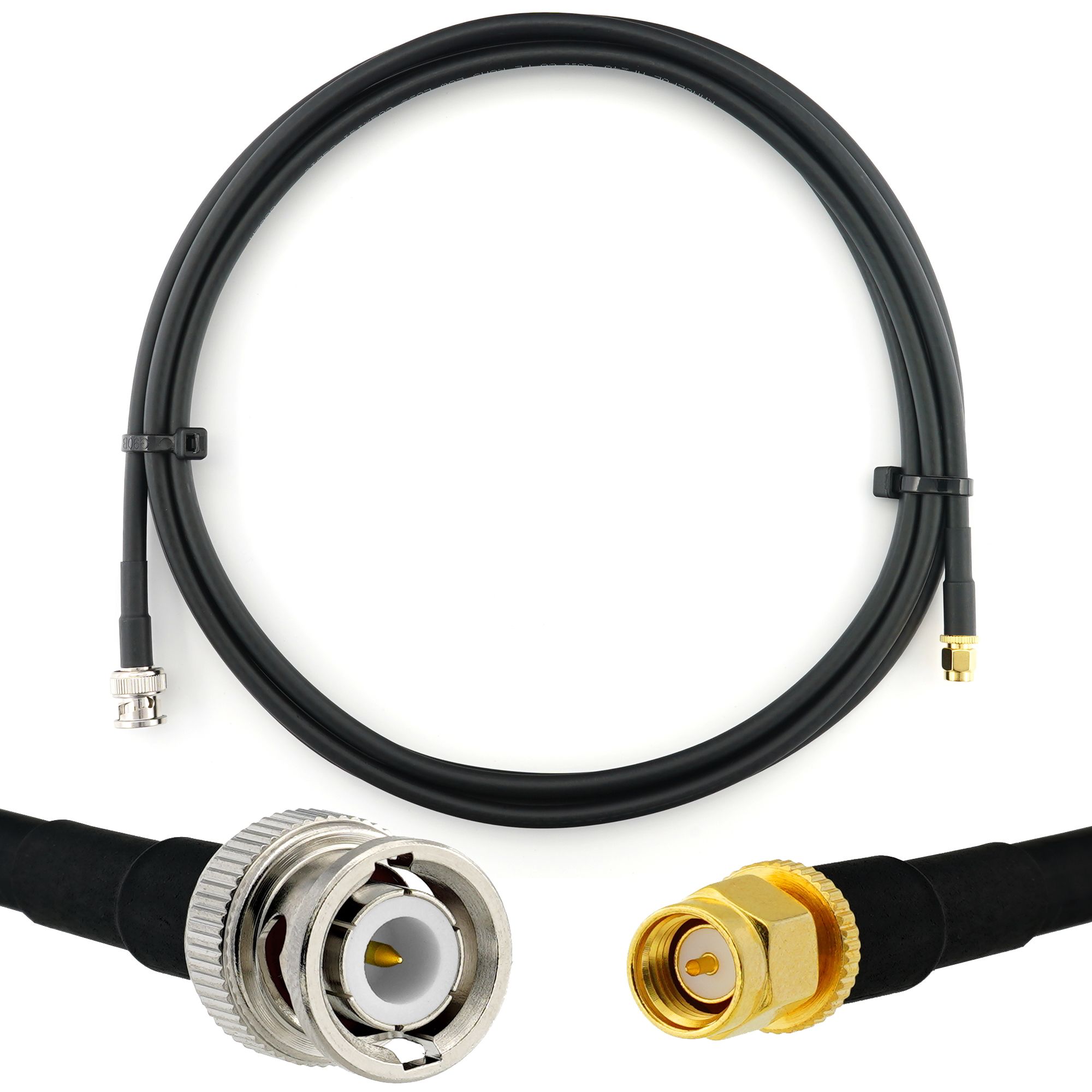 Câble coaxial BNC vers SMA de 2 m - HF240 (équivalent LMR240) étanche - rallonge