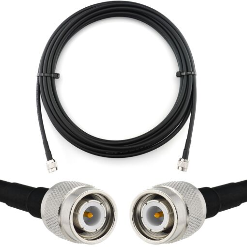 Cable coaxial TNC macho a TNC macho de 15 m - HF240 (equivalente LMR 240) resistente al agua para radio amateur, wifi y radio CB
