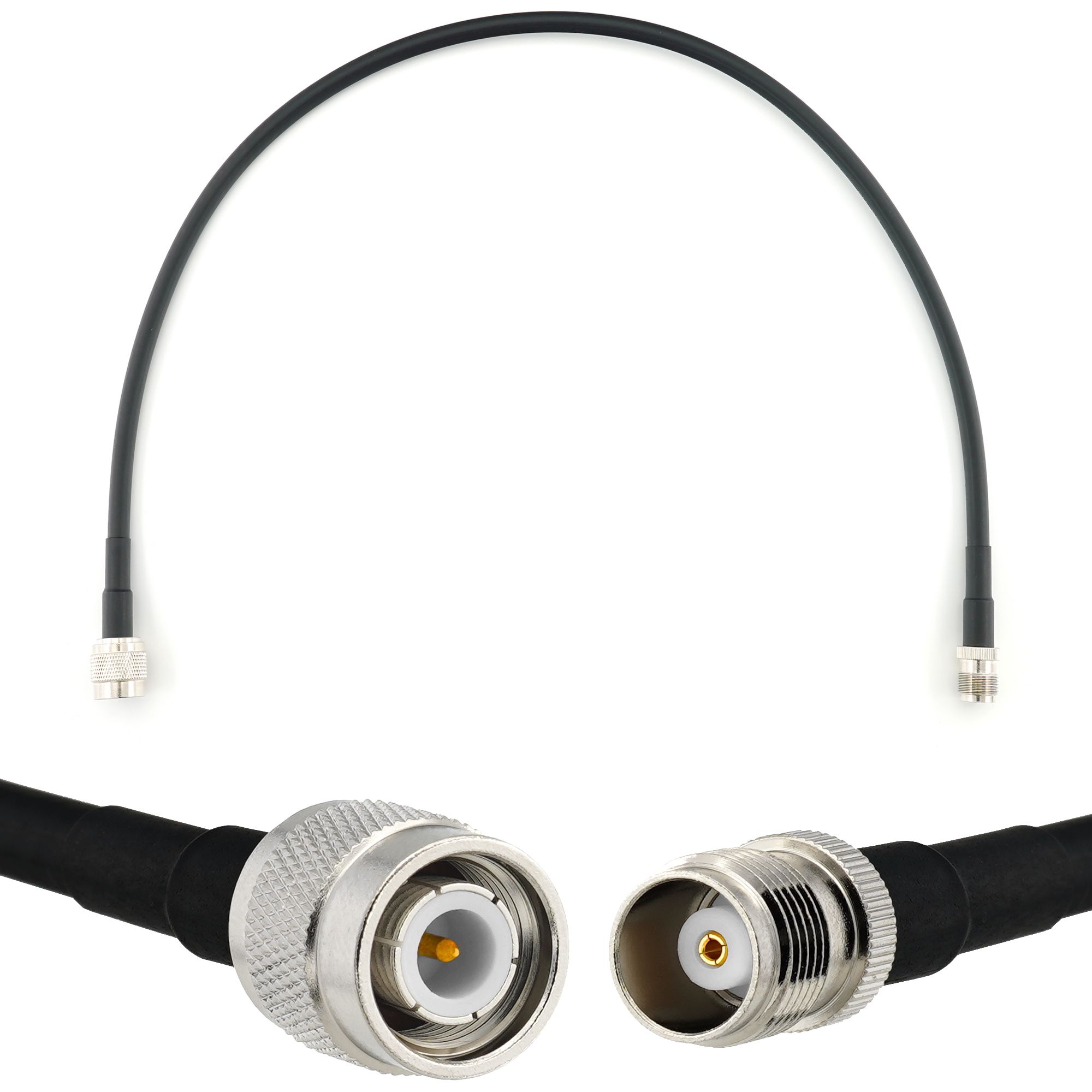 TNC Male to TNC Female 50cm Coaxial Cable - HF240 (LMR 240 Equivalent) Waterproof Extension Cord for CB Radio, Amateur Wireless, WiFi, Adapter UHF VHF