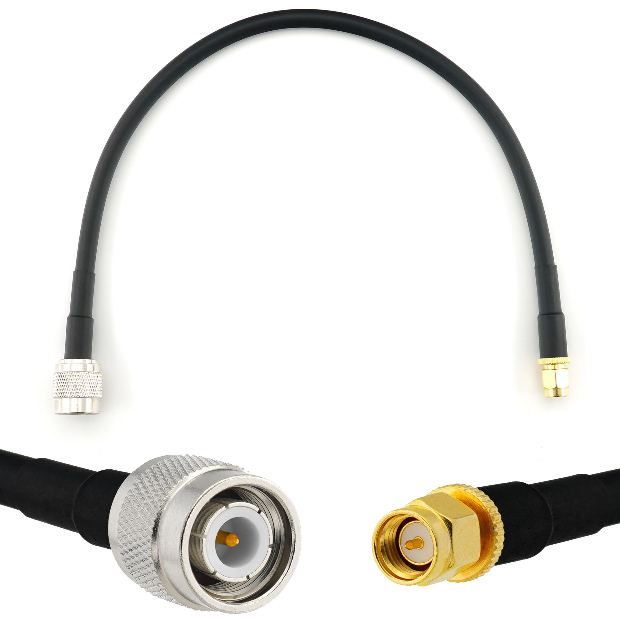TNC Male to SMA Male 30cm Coaxial Cable - Waterproof Extension HF240 (LMR 240 Equivalent)