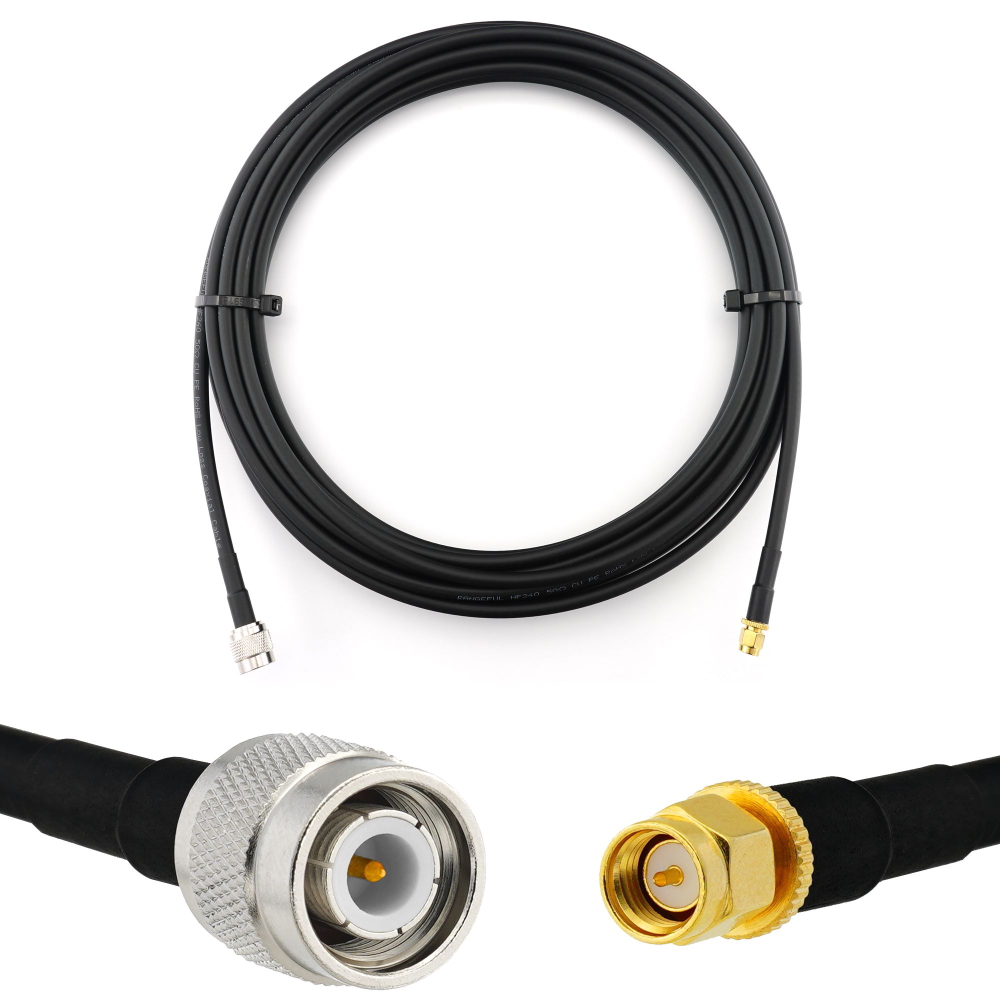 TNC Male to SMA Male 5m Coaxial Cable - HF240 (LMR 240 Equivalent) Waterproof Extension Cord for Antennas, CB Radios, WiFi Adapters