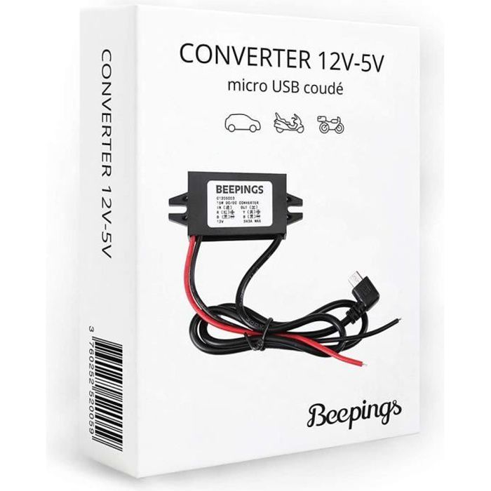 Beepings 12V to 5V Micro USB Converter