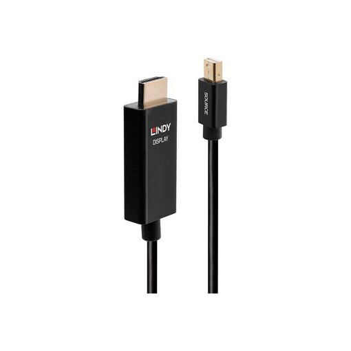 Lindy Adaptor Cable - Mini DisplayPort to HDMI - 2m - Shielded - Black - Round, 4K Support