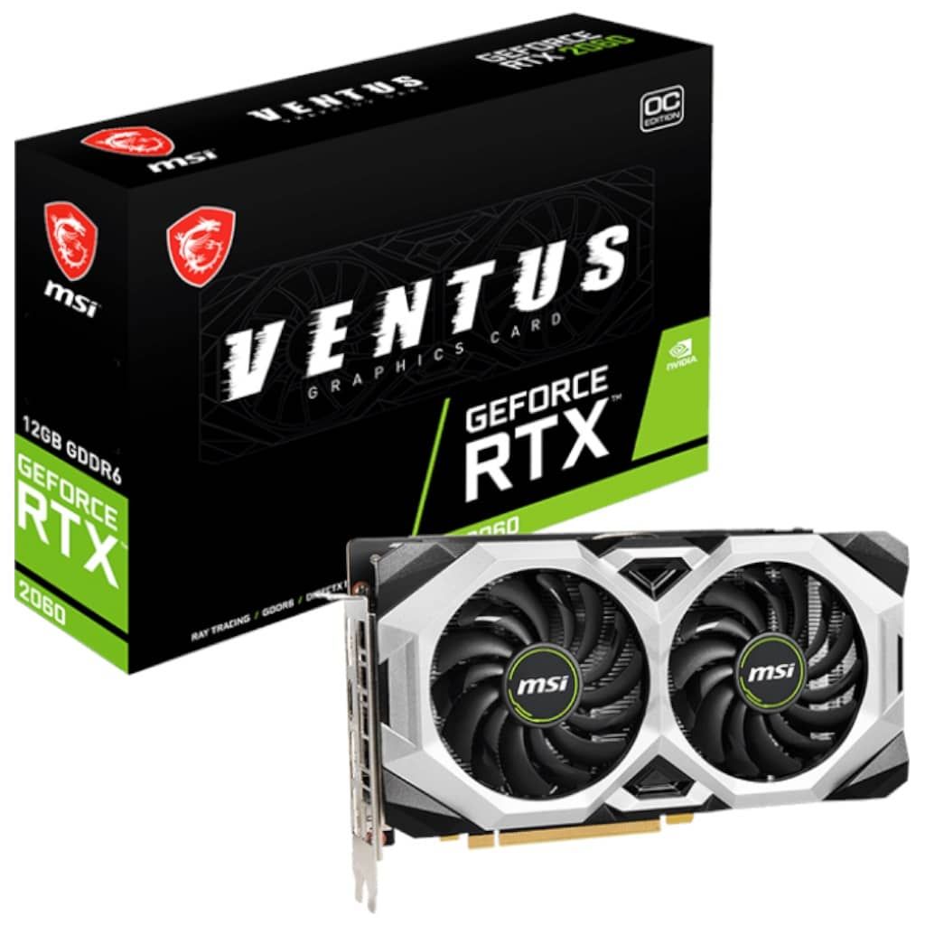 MSI GeForce RTX 2060 VENTUS 12G OC - Graphics Card - GF RTX 2060 - 12GB GDDR6 - PCIe 3.0 x16 - HDMI, 3x DisplayPort