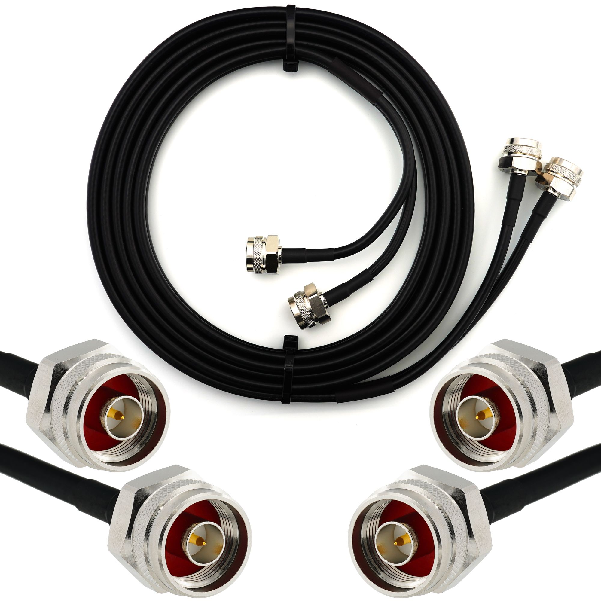 RANGEFUL N Male to N Male Hex 5m Coaxial Cable - Waterproof Extension for Router WiFi Radio Antenna LTE Amplifier GSM 4G 5G 6G LTE Hotspot