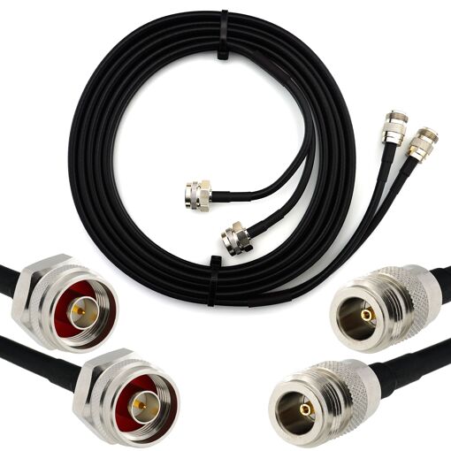 RANGEFUL N Male Hex to N Female Twin Coaxial Cable 1m - HF240 (LMR 240 equivalent) Waterproof Extension - For Wi-Fi Router, Radio Antenna, LTE Amplifier, GSM 4G/5G/6G, LTE Hotspot