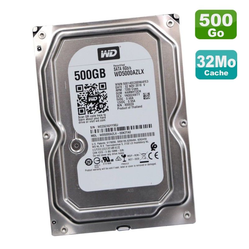 Western Digital 500GB Recertified Internal Hard Drive 3.5"