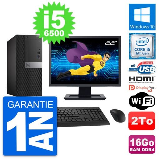Computadora de escritorio Dell OptiPlex 7050, pantalla de 22', procesador i5-6500, 16GB de RAM, disco duro de 2TB, HDMI, WiFi
