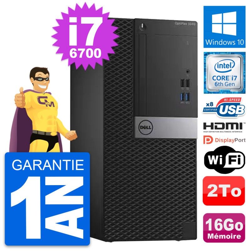 Dell OptiPlex 3040 Desktop PC - Core i7, 16GB RAM, 2TB HDD, Windows 10