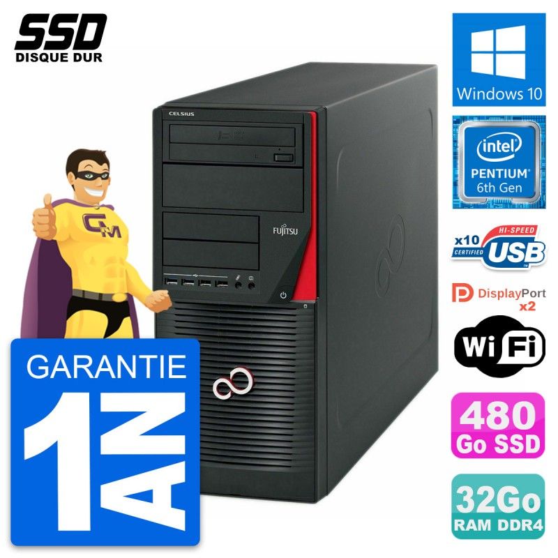 Fujitsu Celsius W550n MT - 32GB RAM, 480GB SSD, Intel G4400