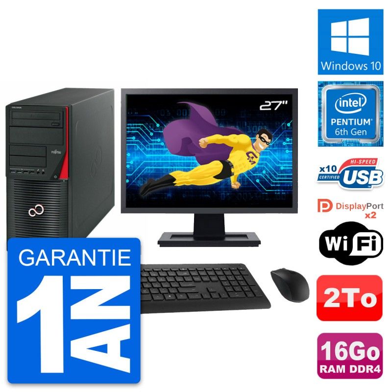 Fujitsu W550n Desktop Computer - 27" Screen, Intel G4400, 16GB RAM, 2TB Storage, Windows 10