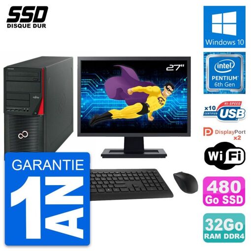 Fujitsu W550n 27-Inch PC - Pentium G4400, 32GB RAM, 480GB SSD, Windows 10