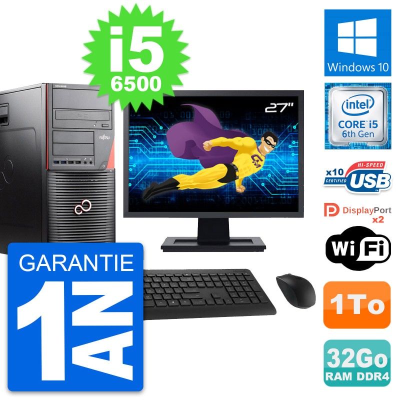 Fujitsu W550n 27" All-in-One PC - Core i5, 32GB RAM, 1TB Storage, Windows 10