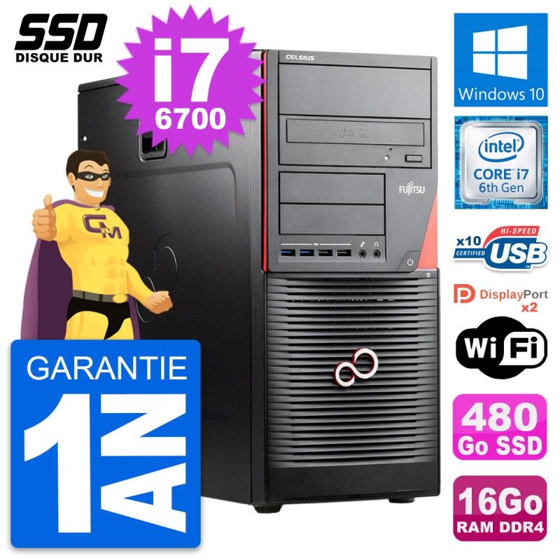 Fujitsu Celsius W550n MT - Core i7, 16GB RAM, 480GB SSD, Windows 10