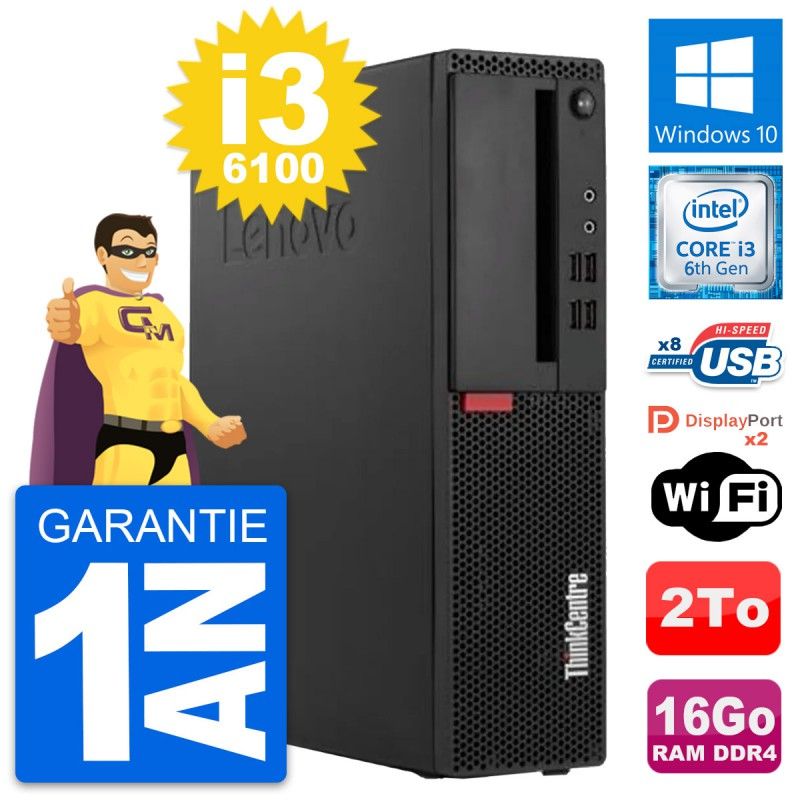 Lenovo ThinkCentre M910s SFF Core i3-6100 16GB RAM 2TB Windows 10 WiFi Desktop PC