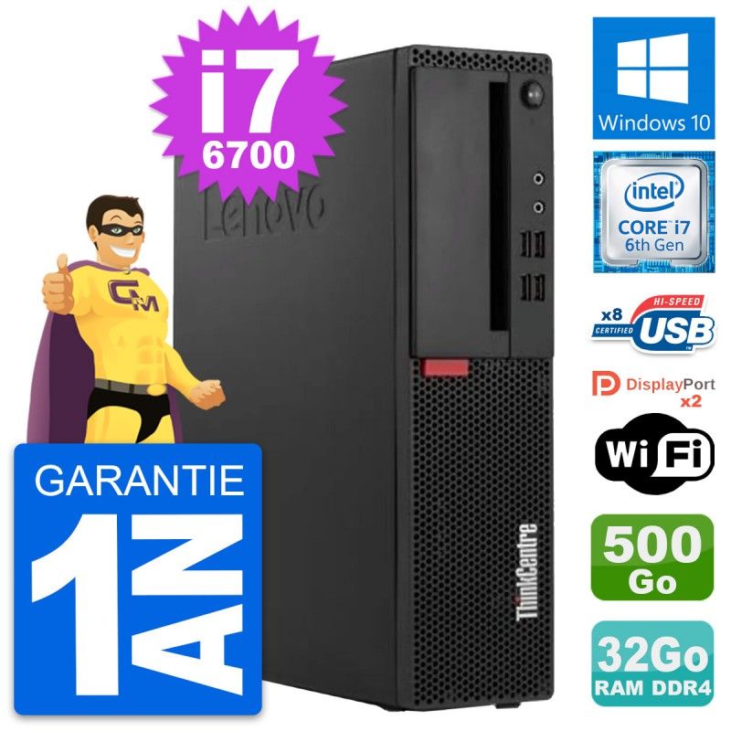 Lenovo ThinkCentre M910s SFF i7-6700 32GB RAM 500GB HDD Windows 10 Wifi