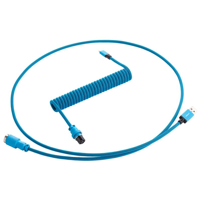 CableMod Pro Coiled Keyboard Cable, Micro-USB to USB Type A, Spectrum Blue, 150cm