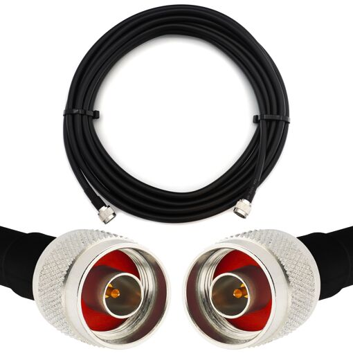 10m N Male to N Male Coaxial Cable - HF400 Flexible 50 Ohm Extension (Equivalent LMR400 UF UltraFlex) for WiFi LTE CDMA GSM DCS 4G 5G 6G Mobile Wireless Router Antenna