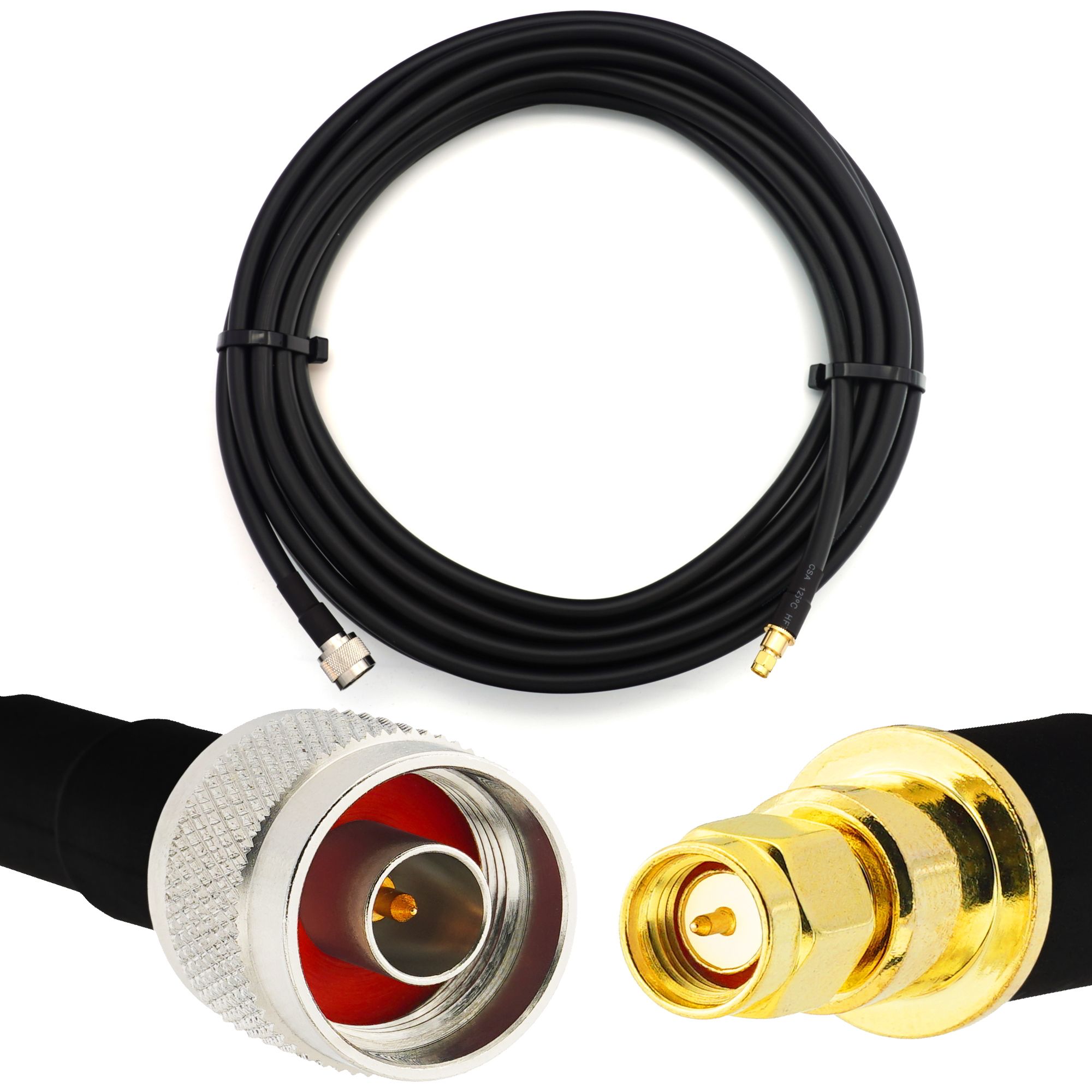 SMA to N Male Coaxial Cable - 5m, HF400 Flexible 50 Ohm Extension (Equivalent LMR400 UF UltraFlex) for LTE CDMA GSM DCS 4G 5G 6G Mobile Signal Router Antenna