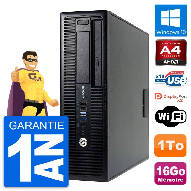 HP EliteDesk 705 G1 SFF PC - AMD A4 PRO-7300B, 16GB RAM, 1TB HDD, Windows 10, WiFi