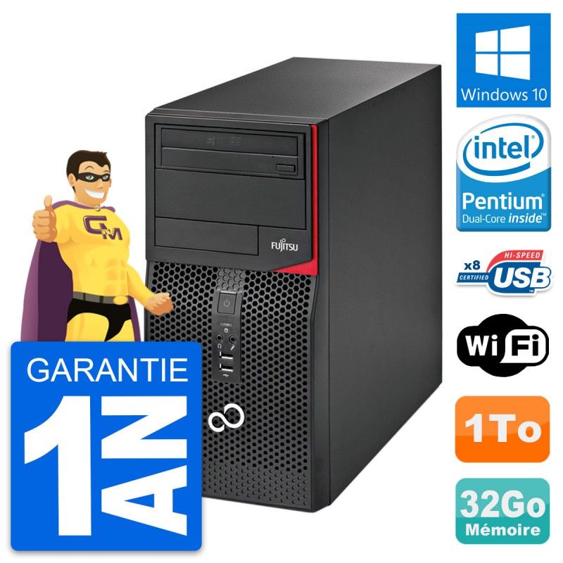 Fujitsu Esprimo P520 PC Tower - Intel G3220, 32GB RAM, 1TB HDD, Windows 10, WiFi