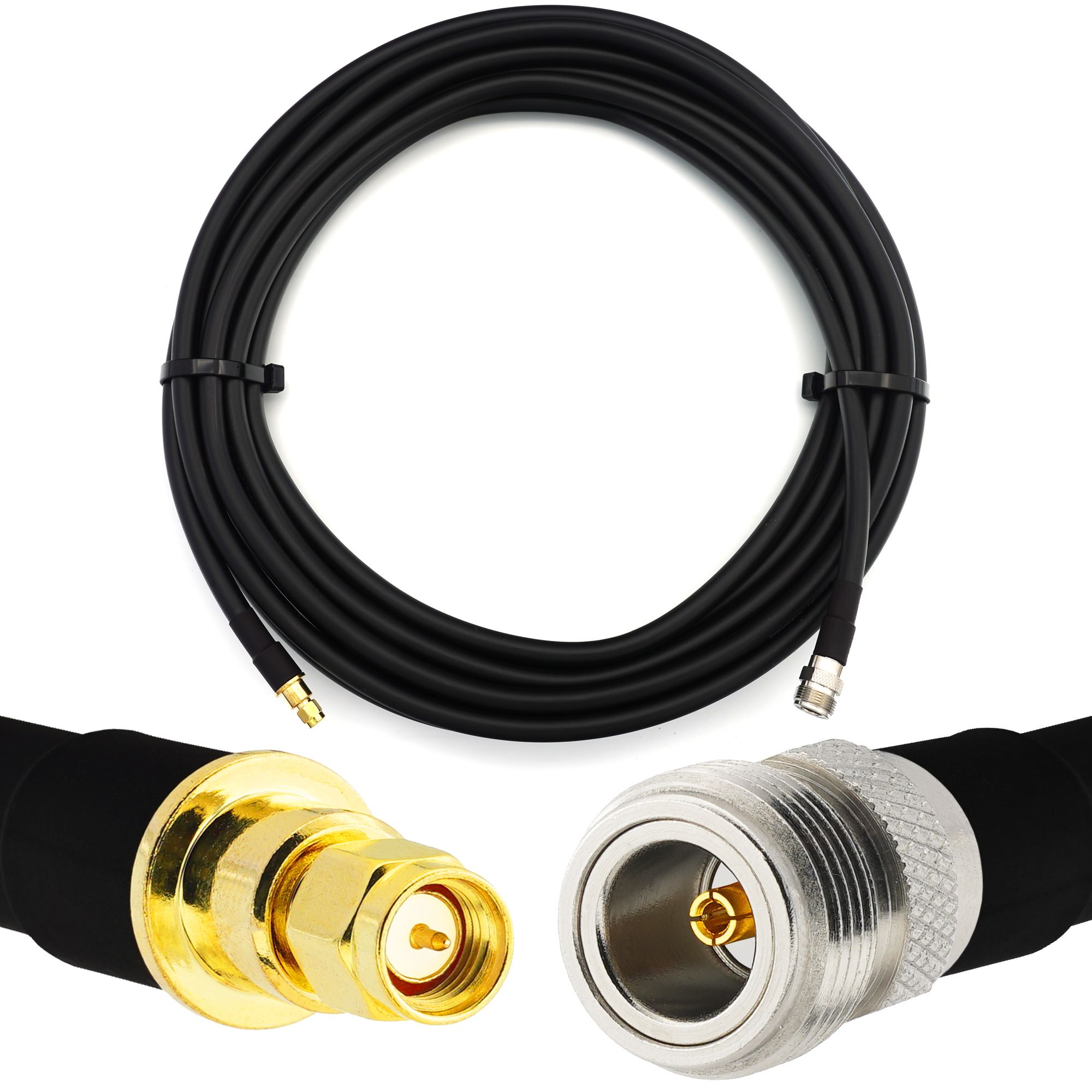 15m SMA Male to N Female Coaxial Cable - HF400 Flexible 50 Ohm Extension (Equivalent LMR400 UF UltraFlex) for LTE CDMA GSM DCS 4G 5G 6G Mobile Signal Router Antenna