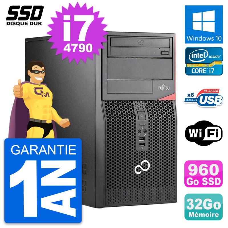 Fujitsu Esprimo P520 MT Desktop PC - Intel i7-4790, 32GB RAM, 960GB SSD, Windows 10, Wifi