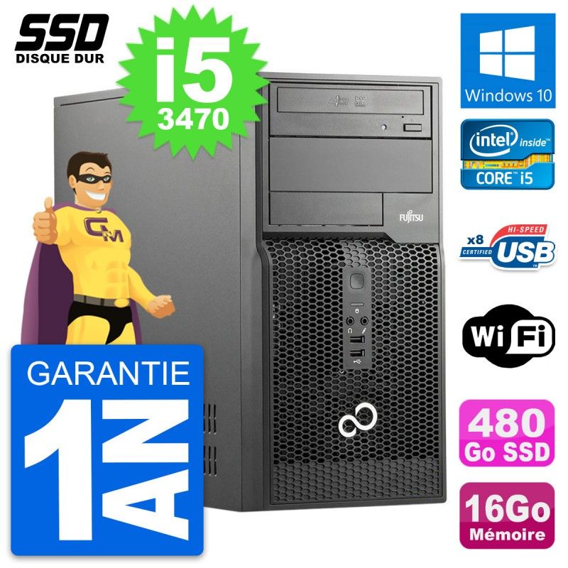 Fujitsu Esprimo P510 MT - Intel i5-3470, 16GB RAM, 480GB SSD, Windows 10, WiFi