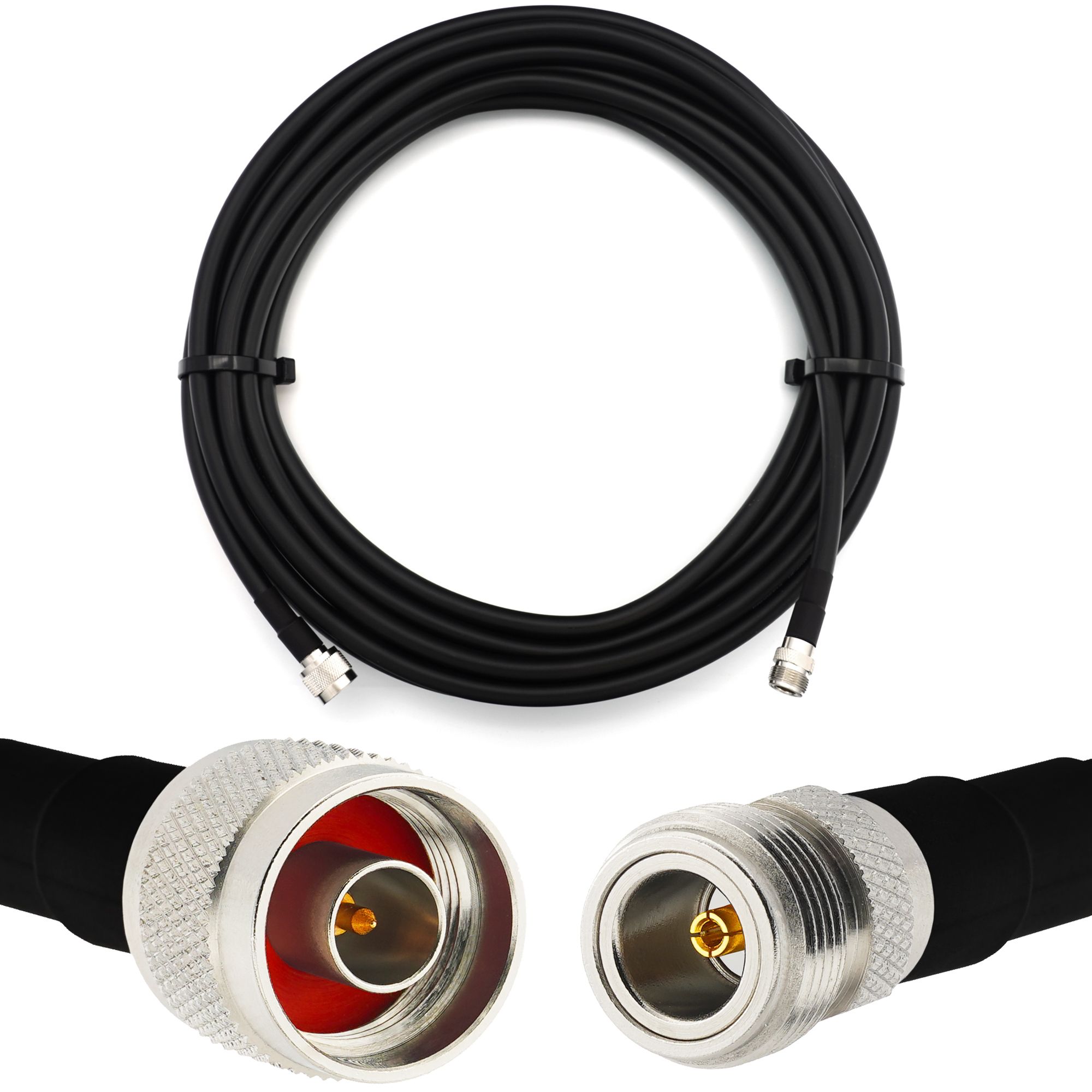 Rangeful 5m N Male to N Female Coaxial Cable - HF400 Flexible 50 Ohm Extension (Equivalent LMR400 UF UltraFlex) for LTE CDMA GSM DCS 4G 5G 6G Mobile Signal Router Antenna