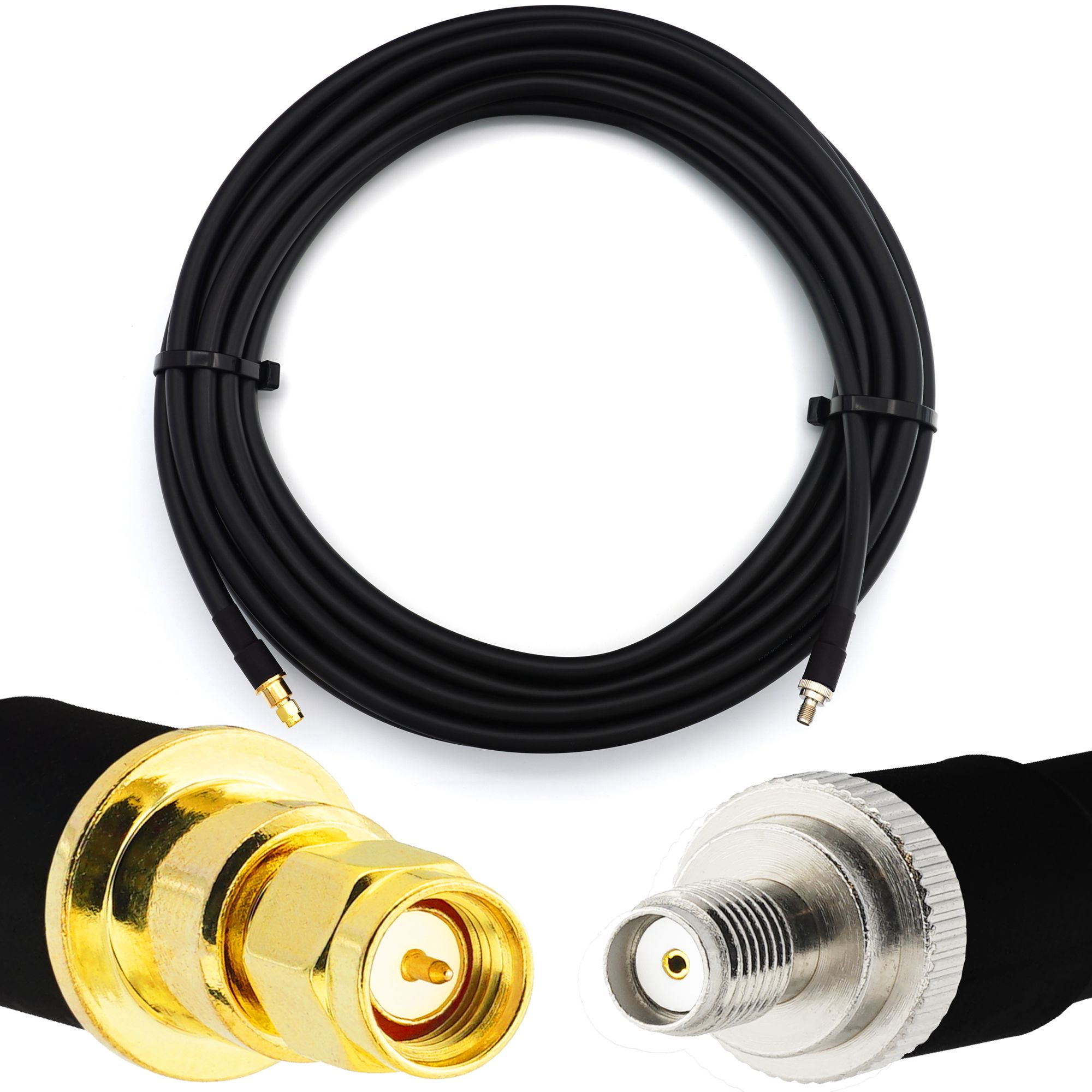 SMA Male to SMA Female Coaxial Cable - 5m HF400 Flexible 50 Ohm Extension Cord (Equivalent LMR400 UF UltraFlex) for LTE CDMA GSM DCS 4G 5G 6G Mobile Signal Router Antenna