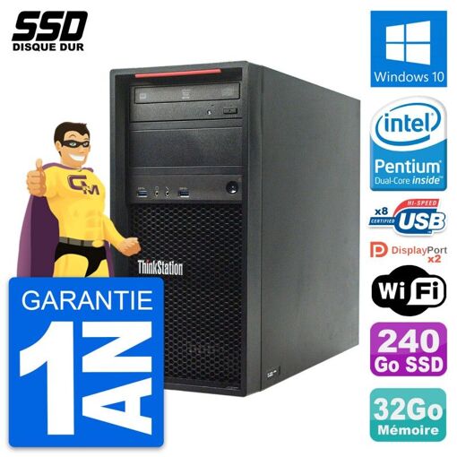 Lenovo ThinkStation P300 Desktop Computer - Intel Pentium G3220, 32GB RAM, 240GB SSD, Windows 10, WiFi