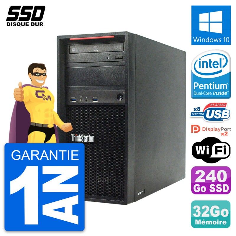Lenovo ThinkStation P300 Desktop Computer - Intel Pentium G3220, 32GB RAM, 240GB SSD, Windows 10, WiFi