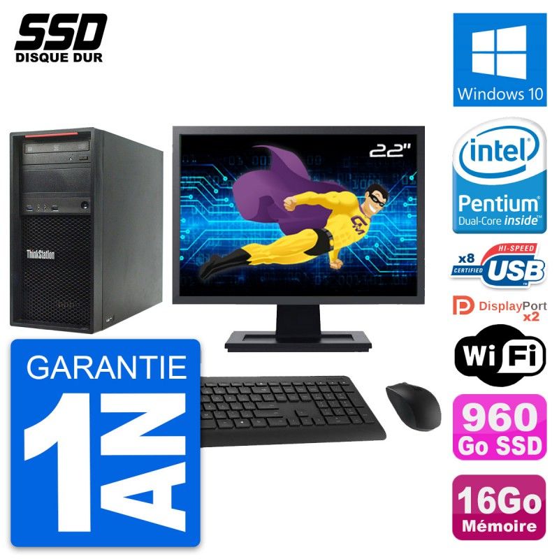 Lenovo P300 22-inch Desktop PC - Intel Core i5, 16GB RAM, 960GB SSD, Windows 10, WiFi