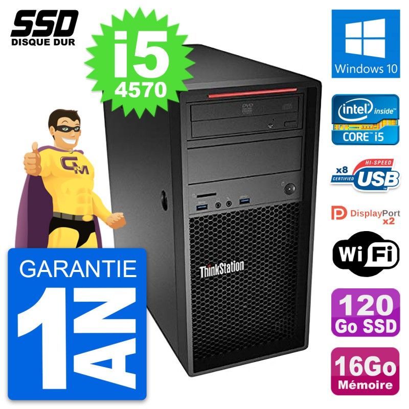 Lenovo ThinkStation P300 Core i5-4570 16GB RAM 120GB SSD Windows 10 WiFi Desktop PC