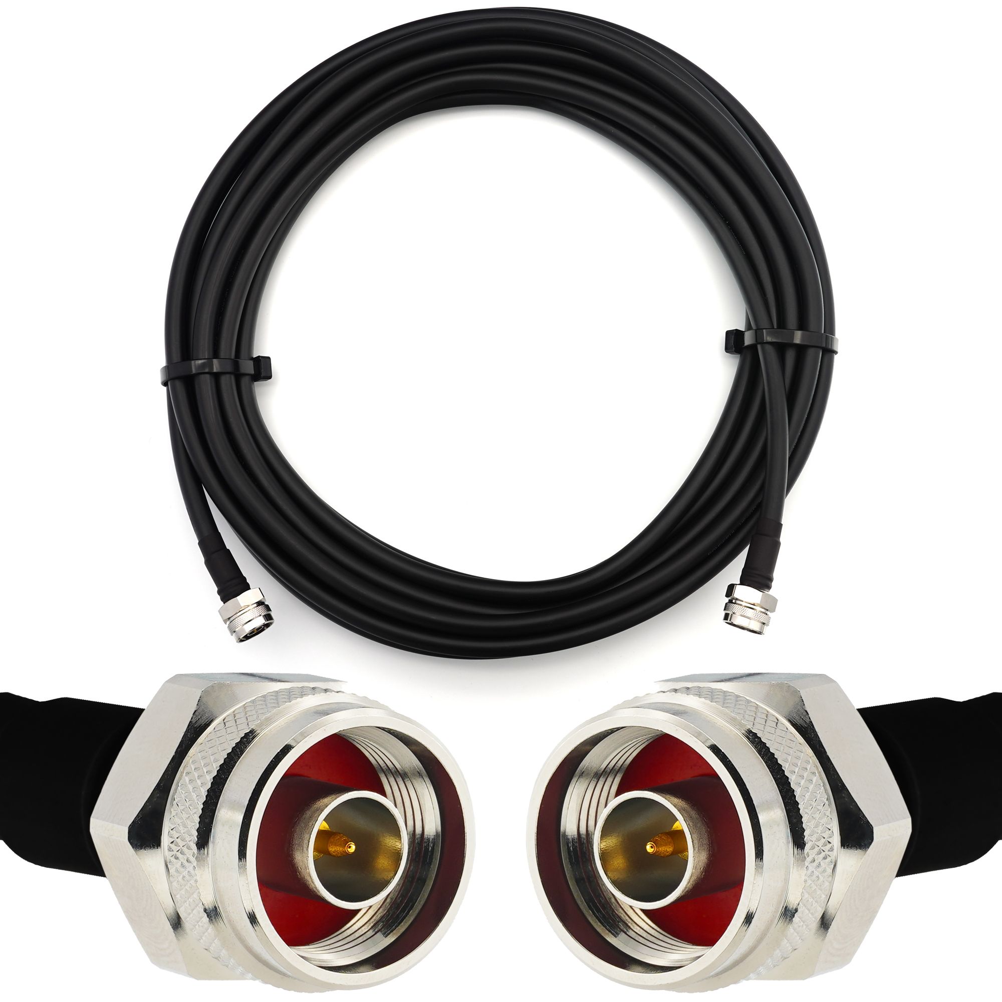 Câble coaxial flexible RANGEFUL 15m N mâle à N mâle (Hex) résistant à l'eau IP67 - HF400 50 Ohm extensible (équivalent LMR400 UF UltraFlex) pour routeur sans fil mobile WiFi LTE 4G 5G
