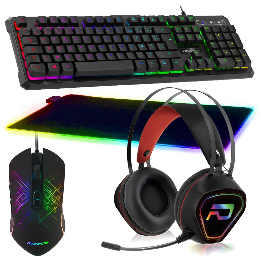 Advance GTA 230 Gaming Pack (Keyboard, Mouse, Headset, XXL RGB Mousepad) for PS4, PS5, Xbox One/S/X, PC