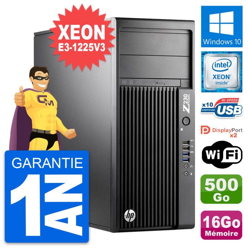 HP Z230 Workstation PC - Intel Xeon E3-1225 V3, 16GB RAM, 500GB HDD, Windows 10, WiFi