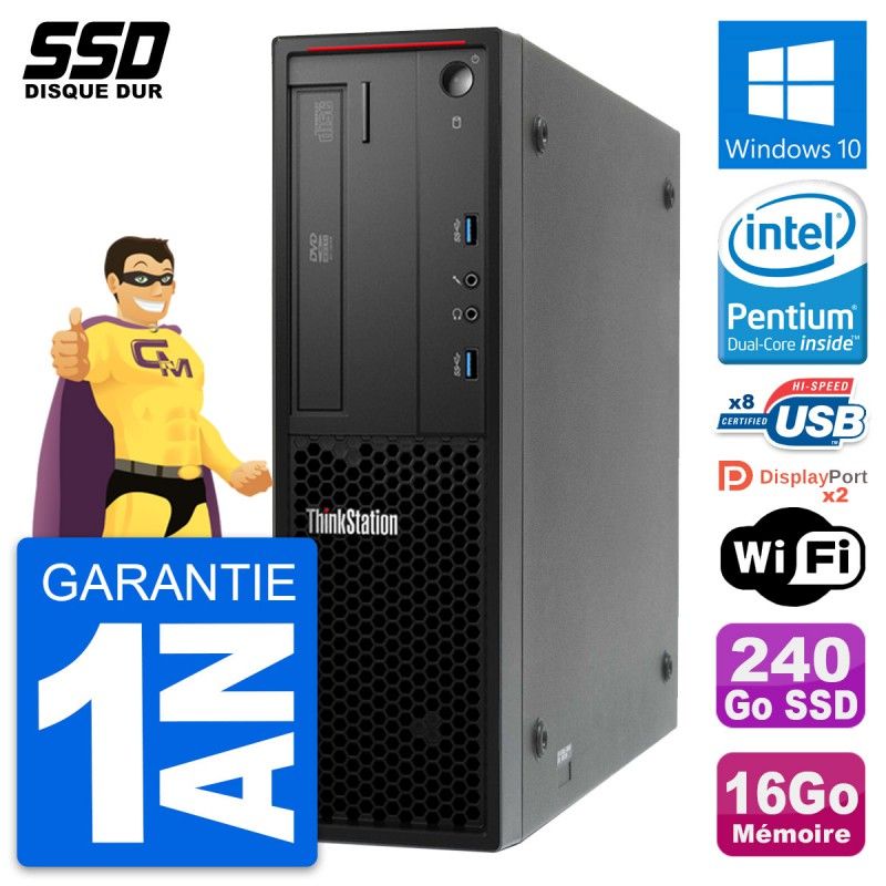 Lenovo ThinkStation P300 SFF - Intel Pentium G3220, 16GB RAM, 240GB SSD, Windows 10, WiFi