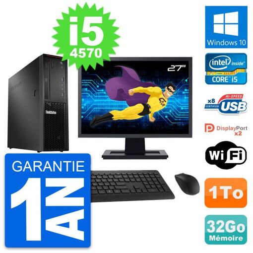 Lenovo P300 SFF Desktop Computer | 27" Screen | Intel i5-4570 | 32GB RAM | 1TB HDD | Windows 10