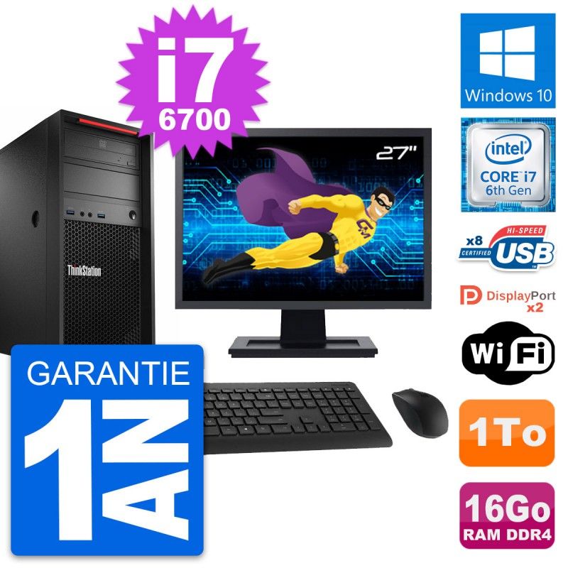 Lenovo ThinkStation P320 27" Display, Intel i7-6700, 16GB RAM, 1TB HDD, Windows 10