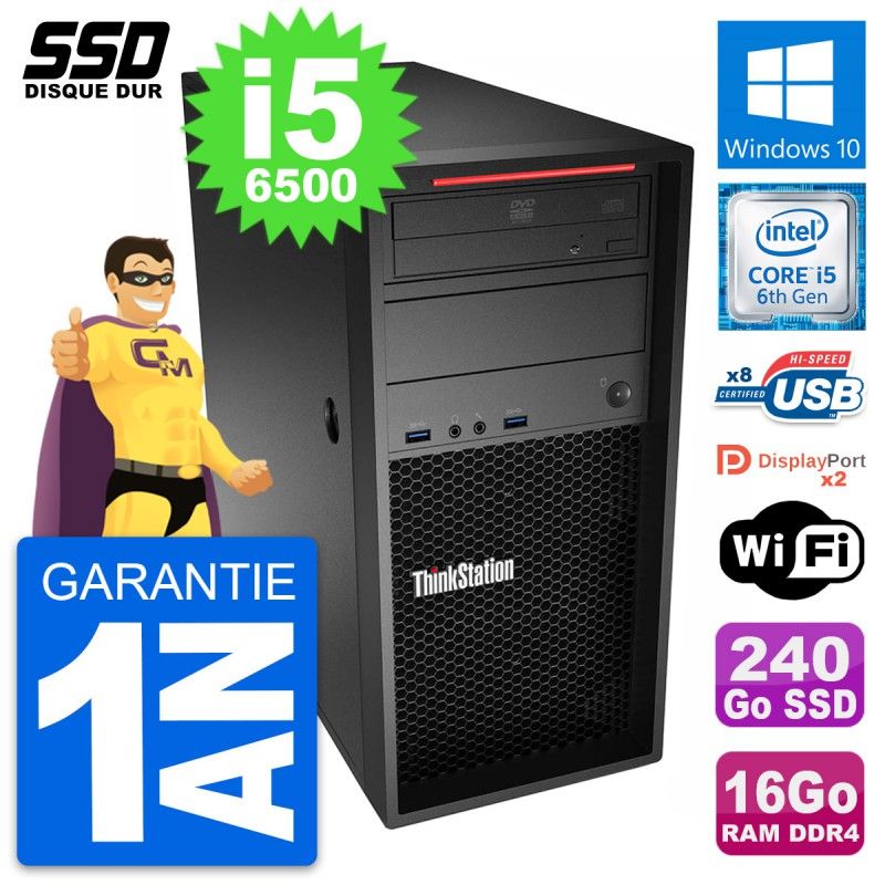 Lenovo ThinkStation P310 Core i5-6500 16GB RAM 240GB SSD Windows 10 Wi-Fi Desktop PC