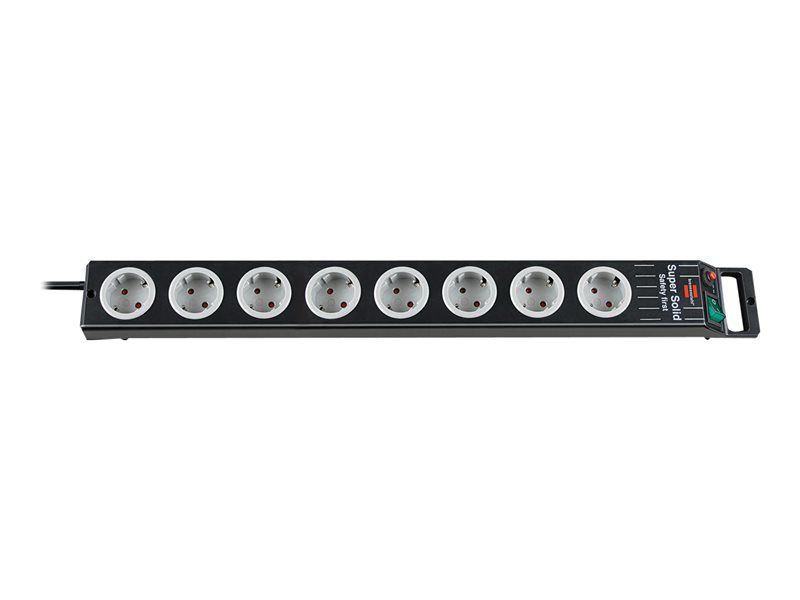 Brennenstuhl Super-Solid Line Circuit Breaker, 8 Outlet, 2.5m Cord, Black and Light Grey